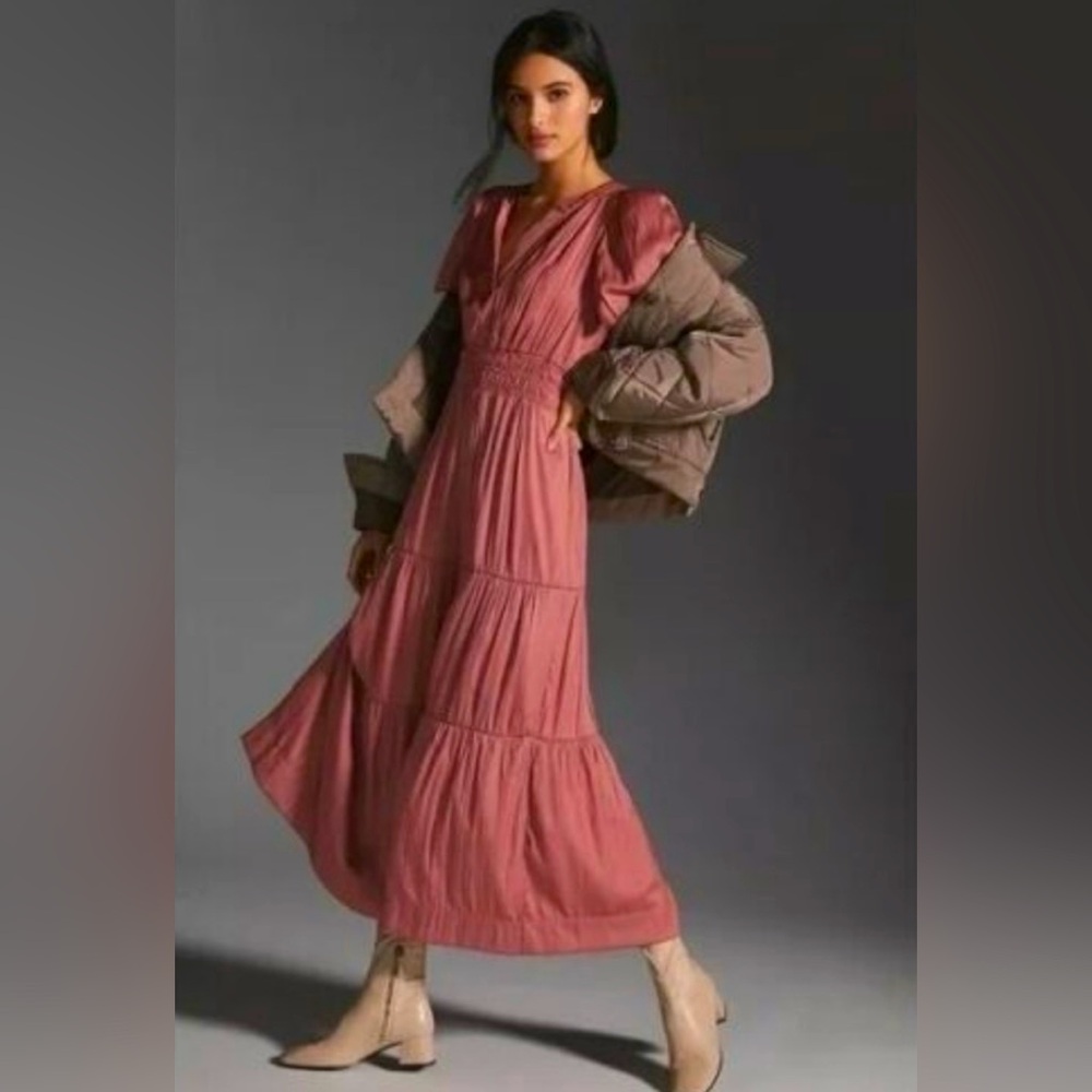 Anthropologie Somerset Maxi Dress in Rose Pink - Medium Petite